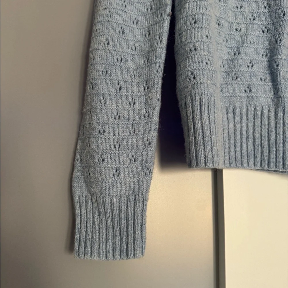 J. Crew Light Blue Textured Crew Neck Sweater - Picture 10 of 14